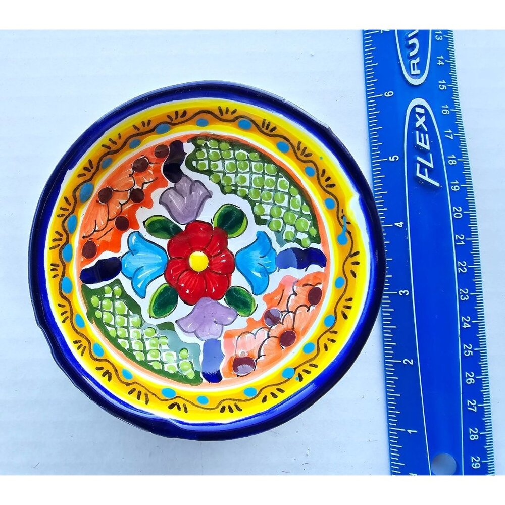 Mexican Talavera Trinket Dish Marked Cotlan Pue-Mex